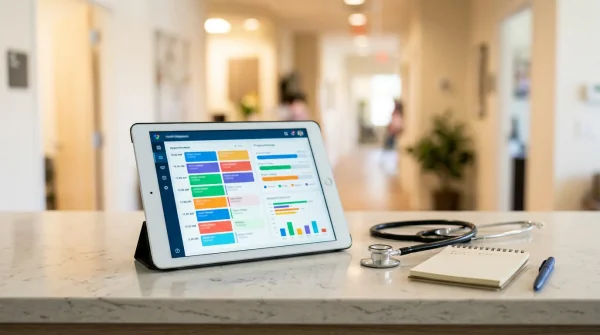 Physician using a digital tablet to support individualized treatment planning