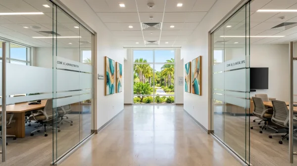 Clinicians collaborating over notes and planning materials